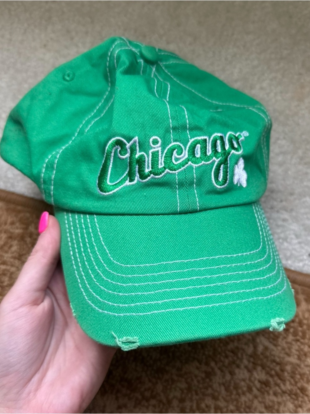 Green 'Chicago' Embroidered Baseball Cap